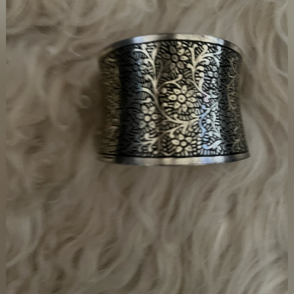 Brighton Silver Floral Cuff EUC